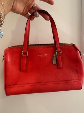Vintage COACH Red Leather Satchel Handbag